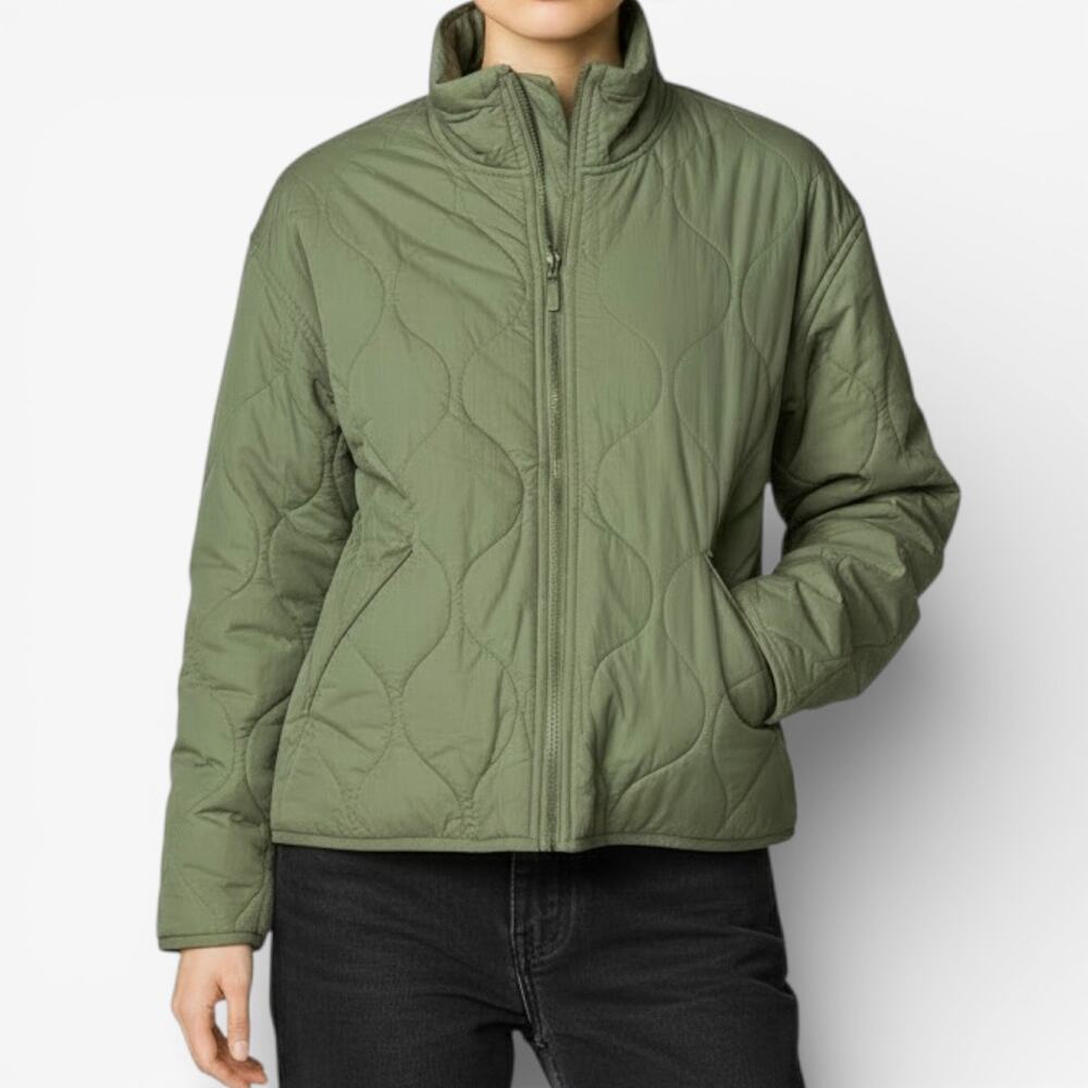 Lucky Brand Olive Green Onion Quilted Lightweight Full Zip BomberJacket Sz S
